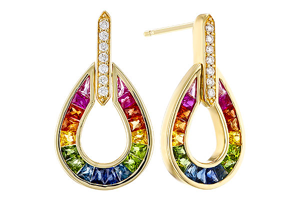 F311-48936: EARRINGS 1.18 MULTI-COLOR SAPP 1.25 TGW