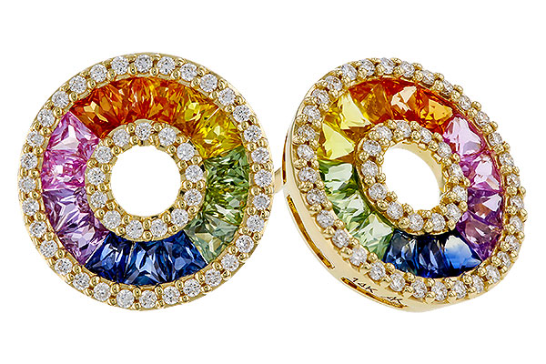 H311-48936: EARRINGS 2.10 MULTI-COLOR SAPP 2.37 TGW