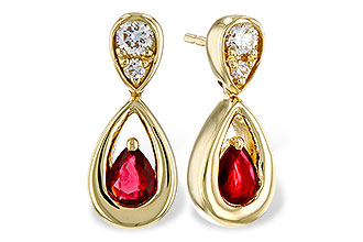 H311-48945: EARRINGS .40 RUBY .52 TGW (4x3 RUBY)